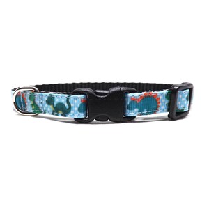 Cat Collar - 'The Bedrock' / Cute Dinosaur Cartoon Design / Breakaway Kitten + Cat Collar with Removable Bell / Gift for Cats