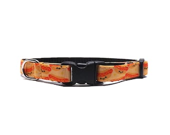 Hot Dog Cat Collar, 'Happy Hot Dogs', Breakaway for Kittens or Cats with Bell