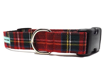 Holiday Tartan - Royal Stewart Tartan Dog Collar | Red Christmas Collar Available in 3 widths