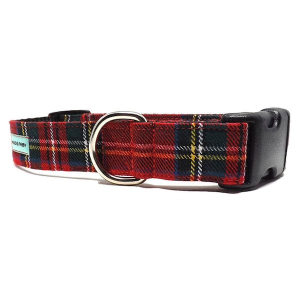 Holiday Tartan - Royal Stewart Tartan Dog Collar | Red Christmas Collar Available in 3 widths