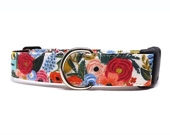 Rifle Paper Co. Wildwood - Cream Dog Collar / Garden Party Petite Floral Design / Available in 4 widths for Puppies to Large Dogs