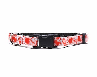 Blood Splatter Cat Collar - 'True Crime Kitty', Breakaway for Kittens + Cat with Bell