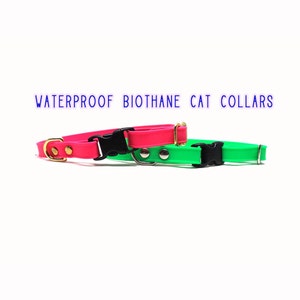 Cat Collar - BioThane® Waterproof Collar - New Colours! / Breakaway 'Vegan Leather' Kitten & Cat Collar with Removable Bell