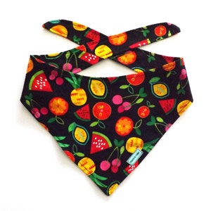 Haustier-Bandana - 'Obstsalat' / Bunter Obst-Druck / Bandana zum Binden für Katzen, Welpen, Hunde / Sommer, Geschenk für Haustiere / Haustierzubehör