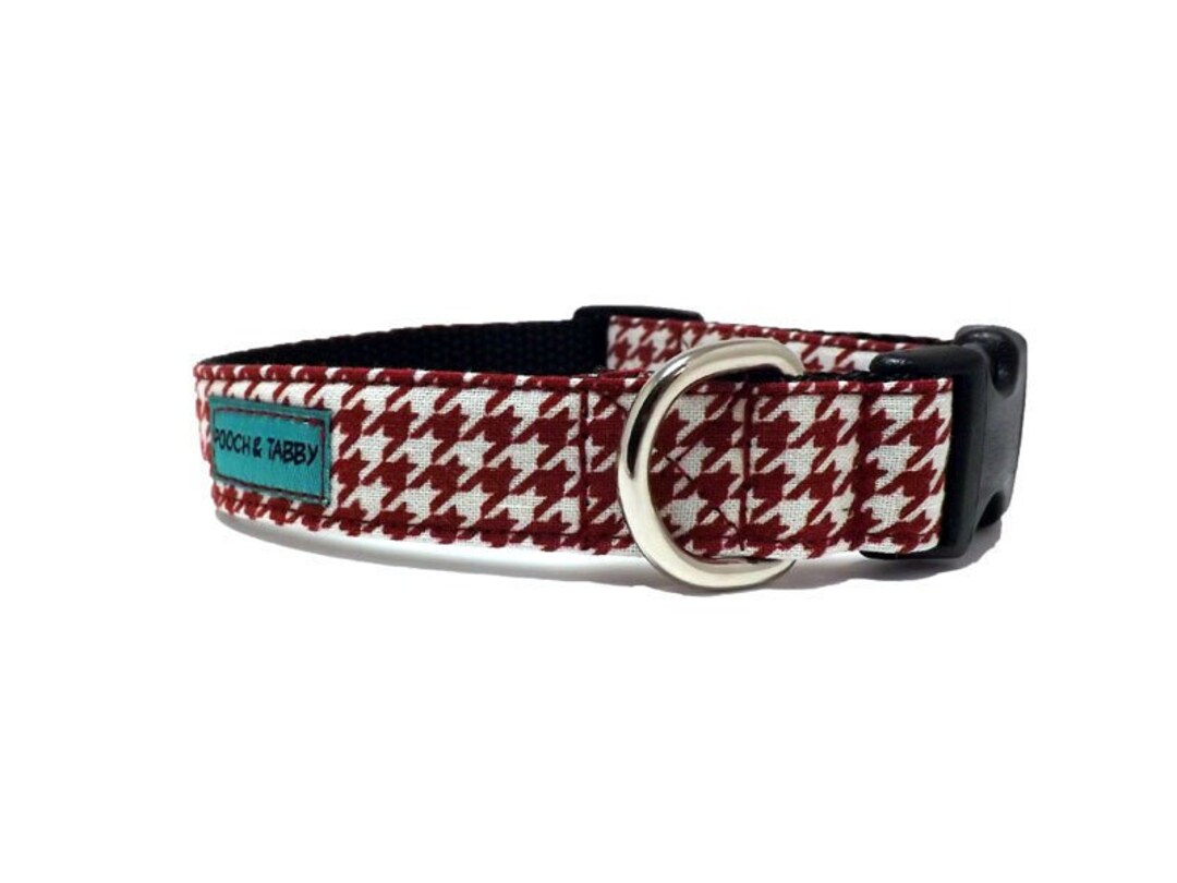 Classic Houndstooth Wine & Offwhite Dog Collar Available Etsy