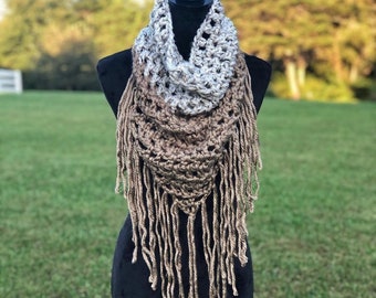 Two Toned V Neck Cowl/Scarf