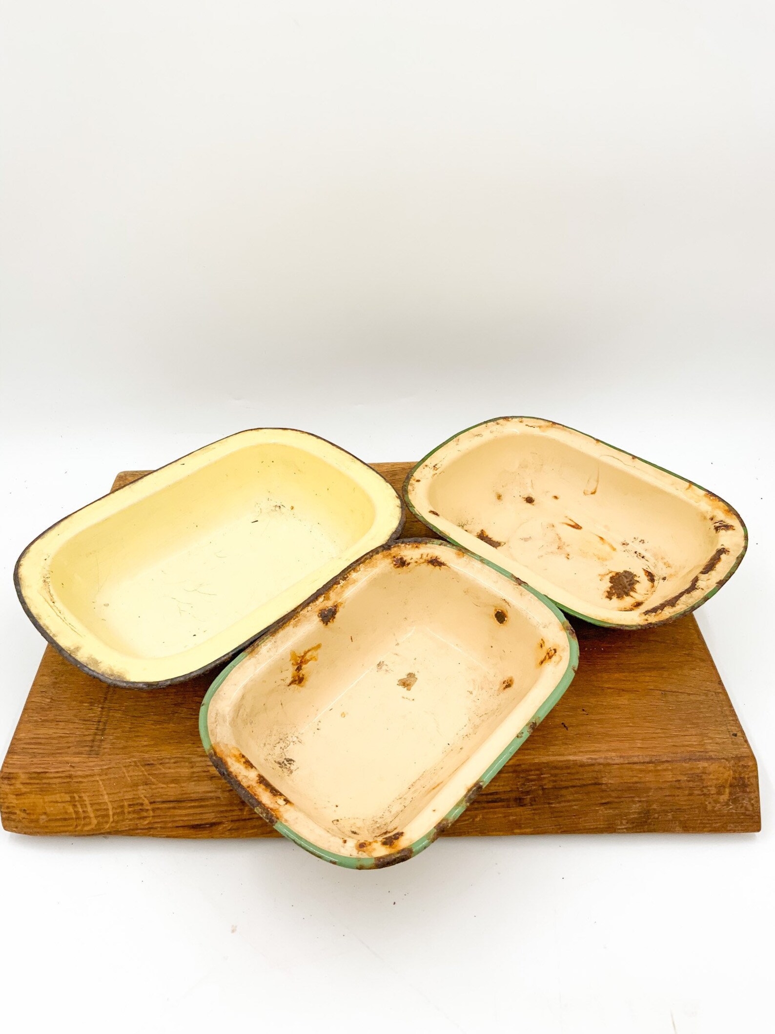 Three Vintage Enamel Trays Etsy UK