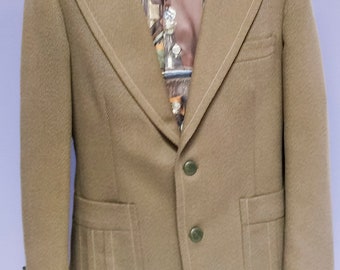 Vintage sportjas uit de jaren 70: lichtbruine blazer met textuur, maat 40