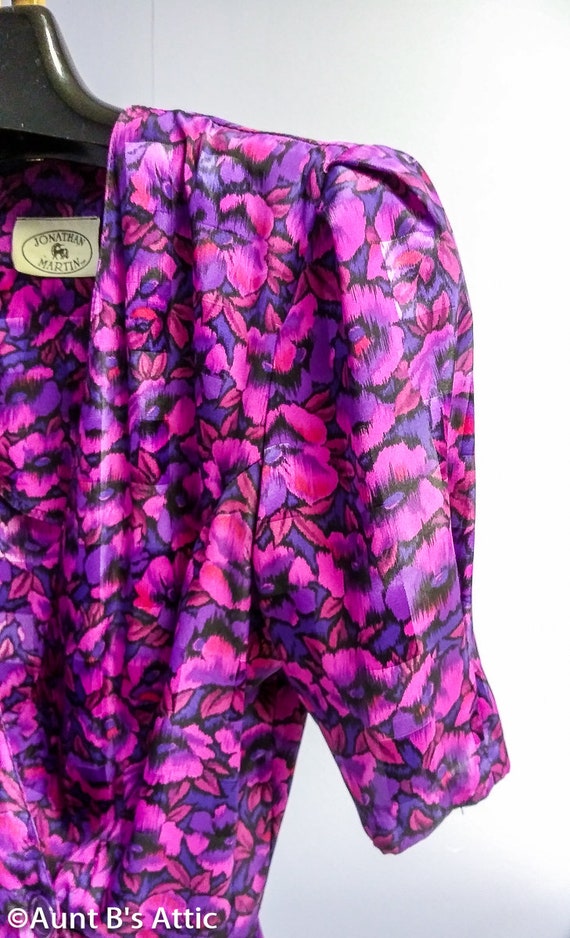 Vintage 80's Blouse Jonathan Martin Pk/Purp Flora… - image 5