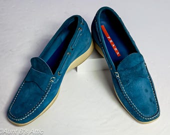Vintage Prada Wildleder Loafers: 90s Italienische Slip-Ons, Größe 38.5