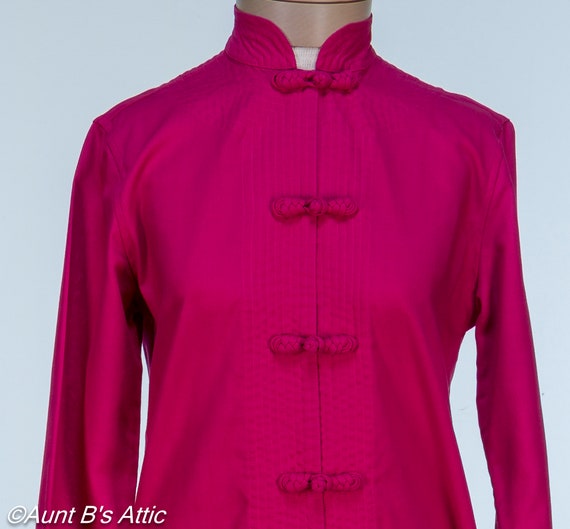 Hot Pink Vintage 80's Asian Tang Style Poly Cotto… - image 5