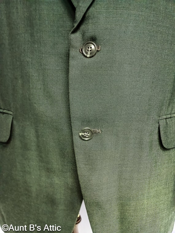 Suit Coat Vintage 60's Palm Beach Dark Green 2 Bu… - image 6