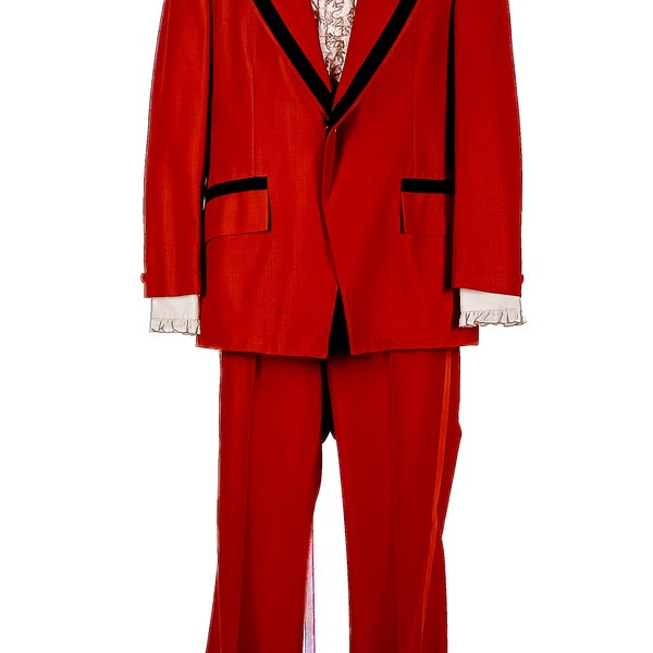 Groovy True Vintage 70's Prom/Wedding Formal Tuxedo 4 Piece Rust/Brown Coat Pants Vest Bow Tie 2 Sizes