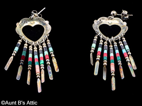 Earrings Native American Navajo OTO Sterling Silv… - image 3