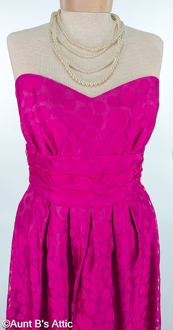 Vintage 80's Barbie Style Party Dress Brite Pink … - image 2
