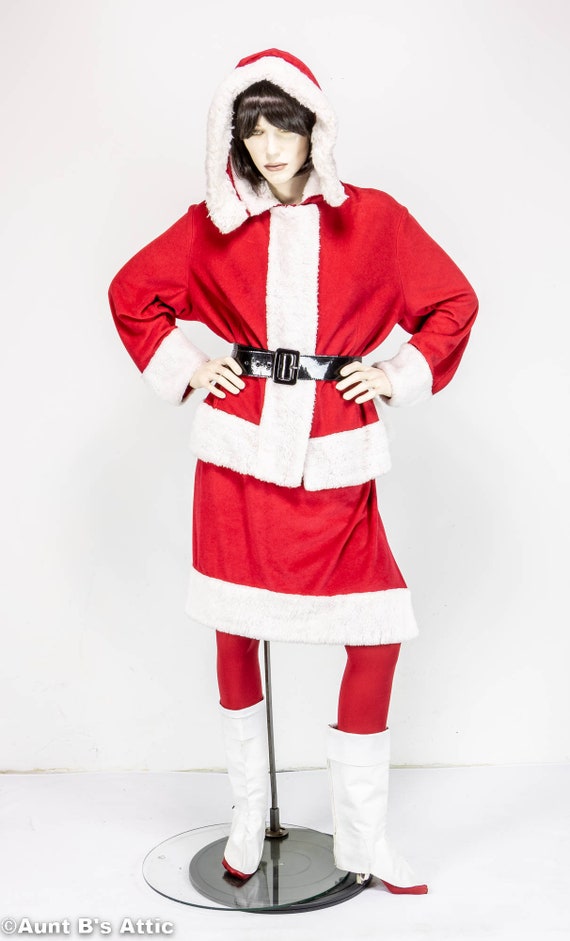 Ms. Santa Costume 4Pc Red Velour And Faux Fur Wrap