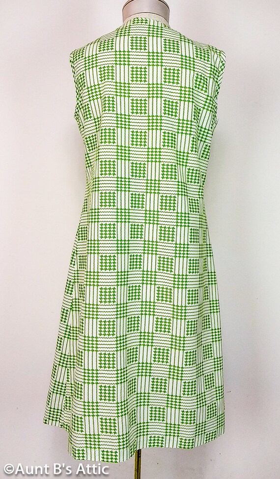 Summer Casual Vintage 60's Day Dress Green/White … - image 5