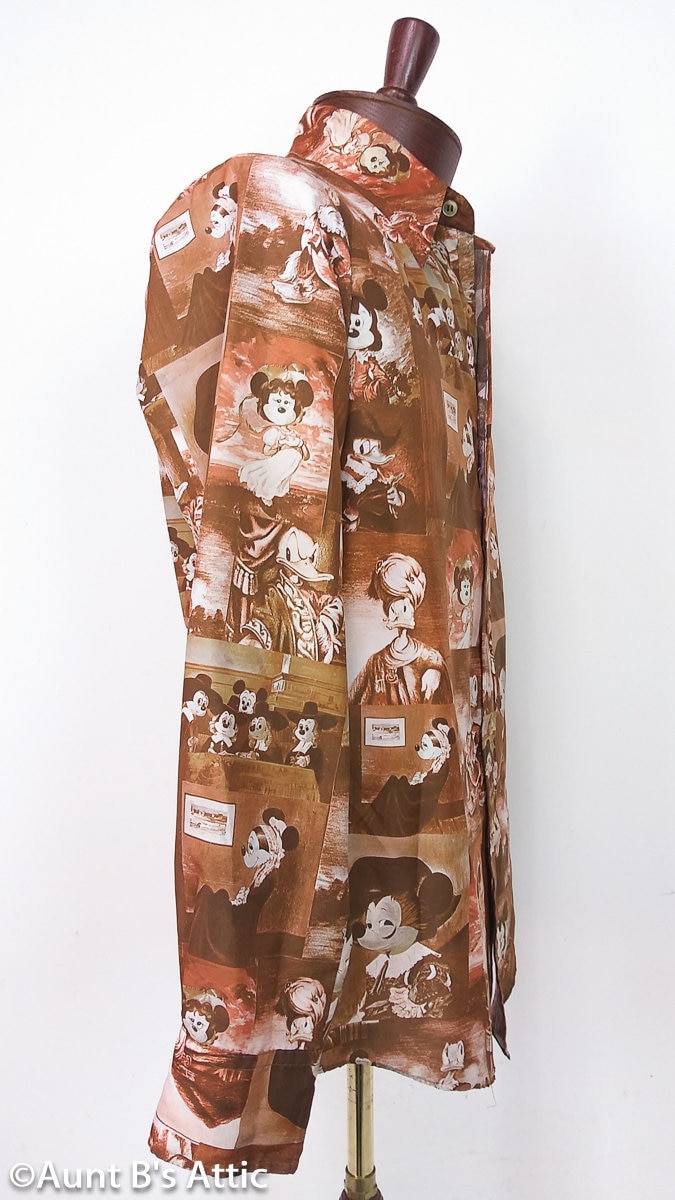 Rare Vintage 70's Kennington Shirt Brown Multi Disney Characters