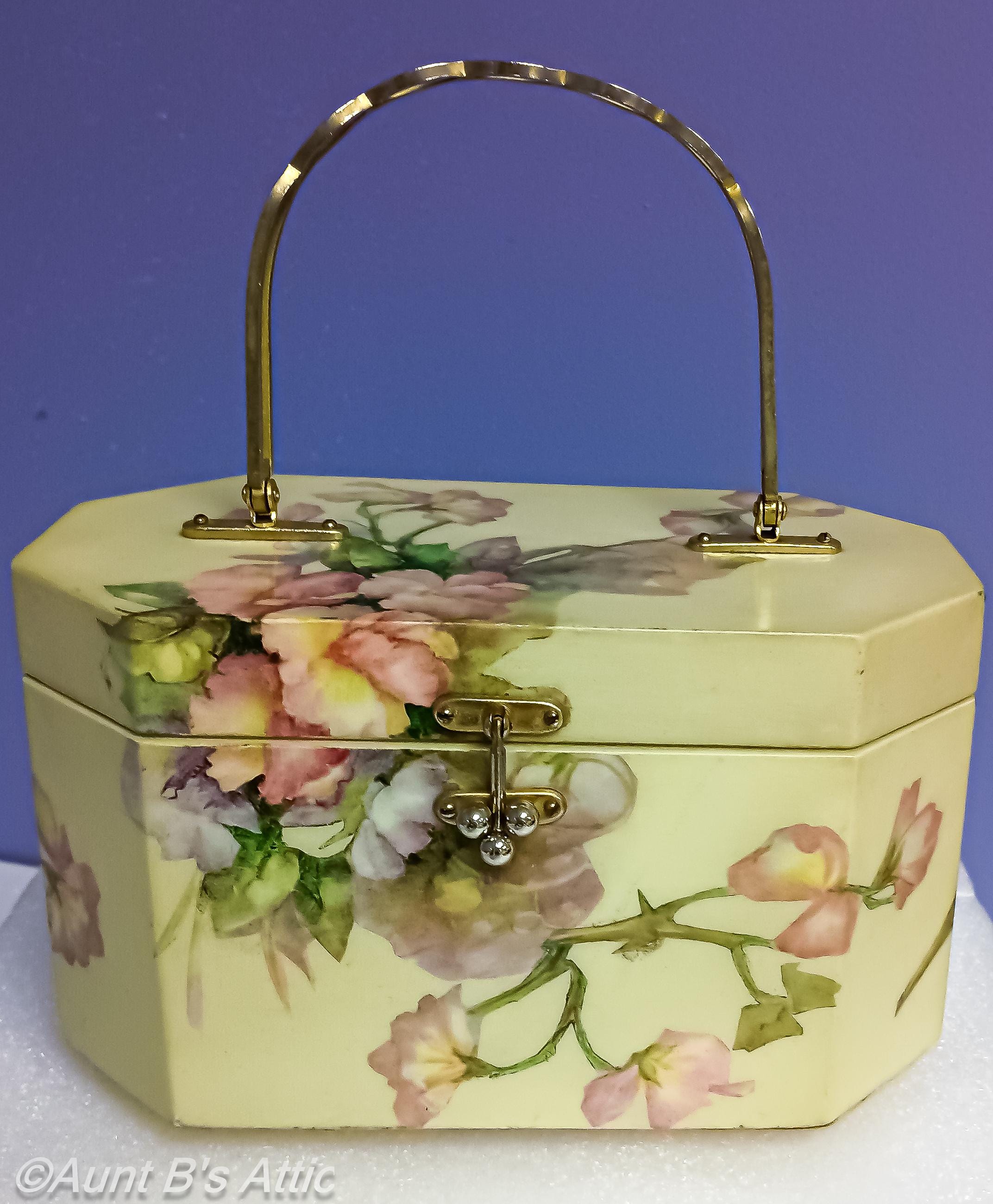 小物入れ ART DECO vintage WFace Vintage 60s Floral Decoupage Box Purse: Octagon Wood Handbag - Etsy