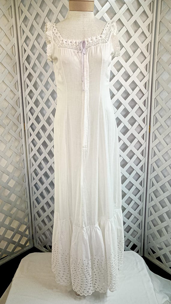 Antique 1900's White Cotton Button Front Princess Petticoat Slip Dress SM