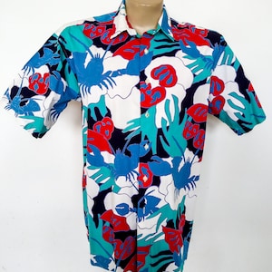 Hawaiian Shirt Vintage 80&#39;s-90&#39;s Merona 100% Cotton Multi Color Camp Shirt Large