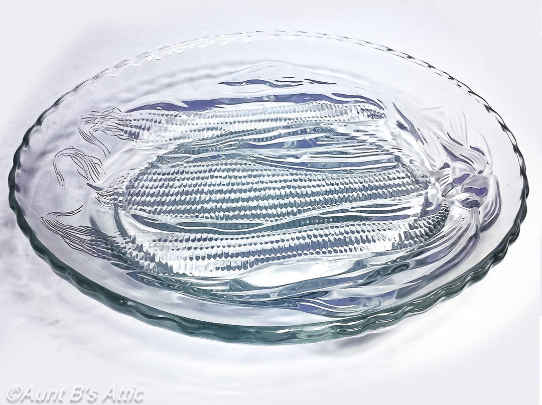 Vintage Etched Glass Serving Platter: Javit Crystal Corn Design - Etsy