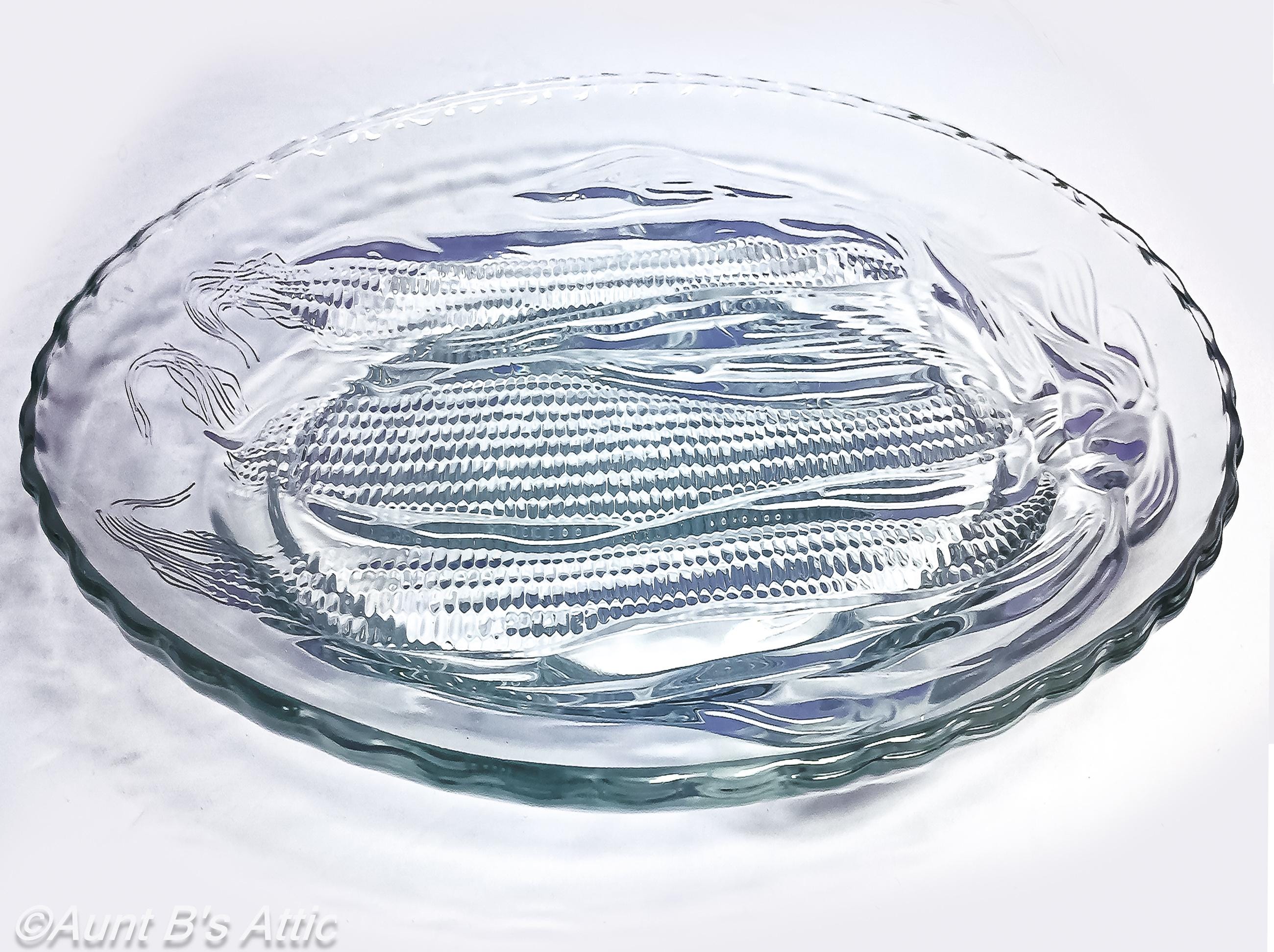 Vintage Etched Glass Serving Platter: Javit Crystal Corn Design - Etsy