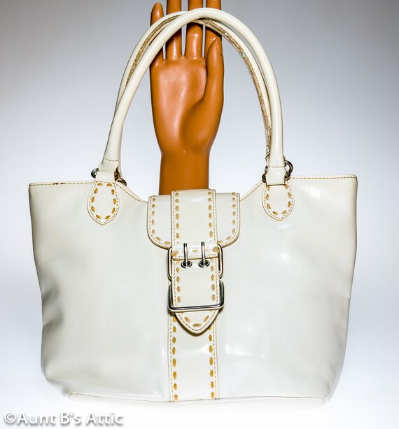 White and tan purse hot sale