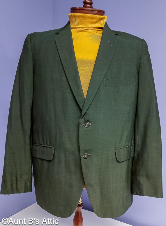 Suit Coat Vintage 60's Palm Beach Dark Green 2 Bu… - image 1