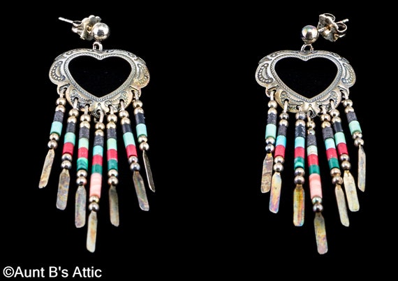 Earrings Native American Navajo OTO Sterling Silv… - image 1