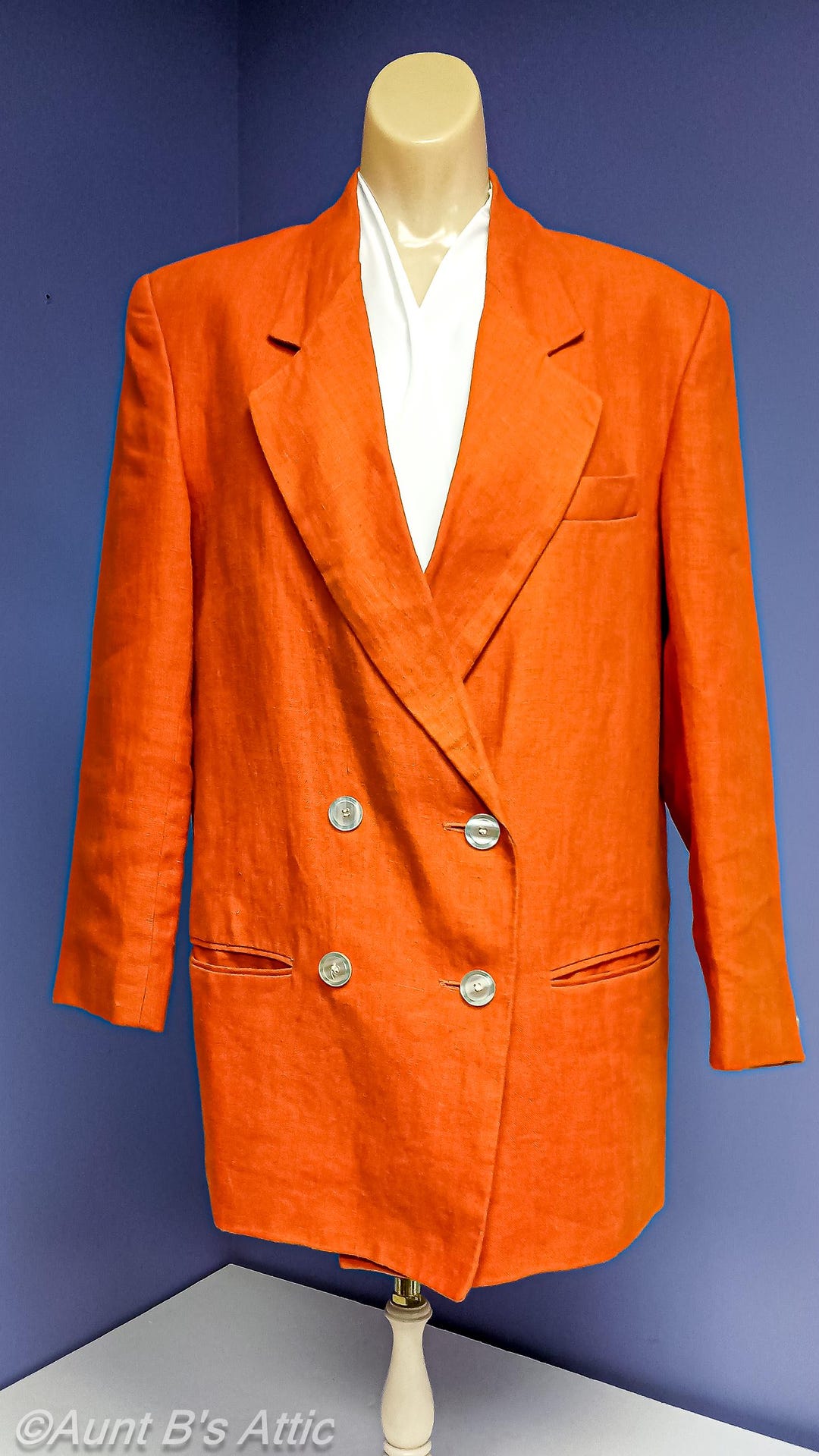 Vintage 80s Pumpkin Linen Blazer: International Scene Double