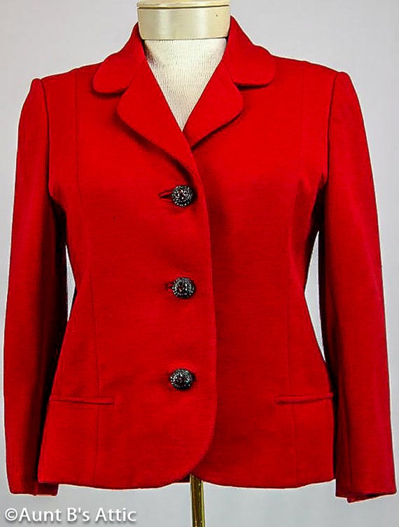 Malcolm Star Ladies Vintage 60's Red Wool Lined 3… - image 2