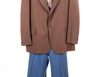 Classique vintage des années 70 3 pièces sépare l'option manteau sport taupe bleu Harris pantalon décontracté chemise sauge imprimée photo Lg