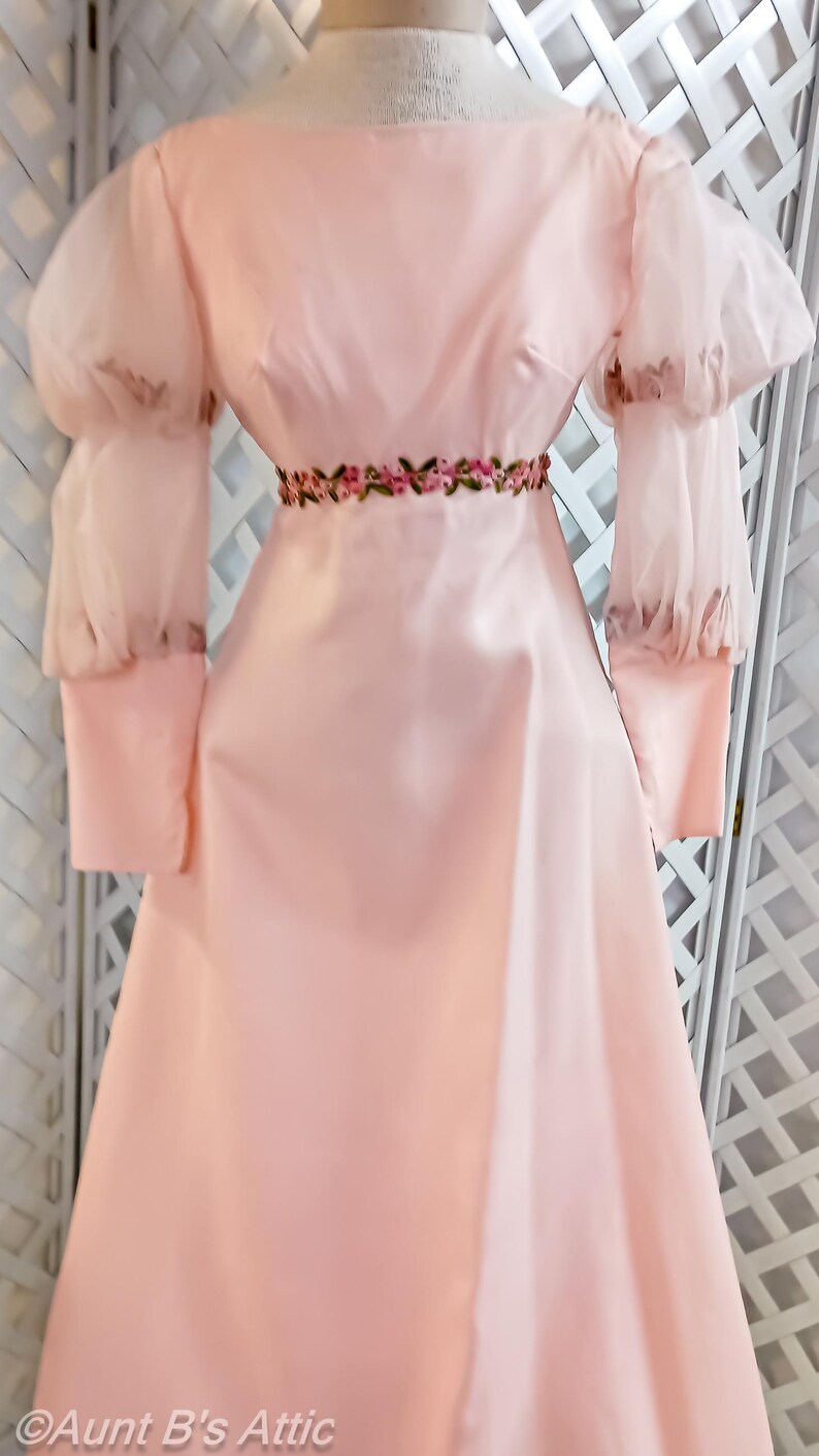 Pink Regency Vintage 60's Pink Regency Gown: Floral Trim, Empire Waist XXS - Etsy