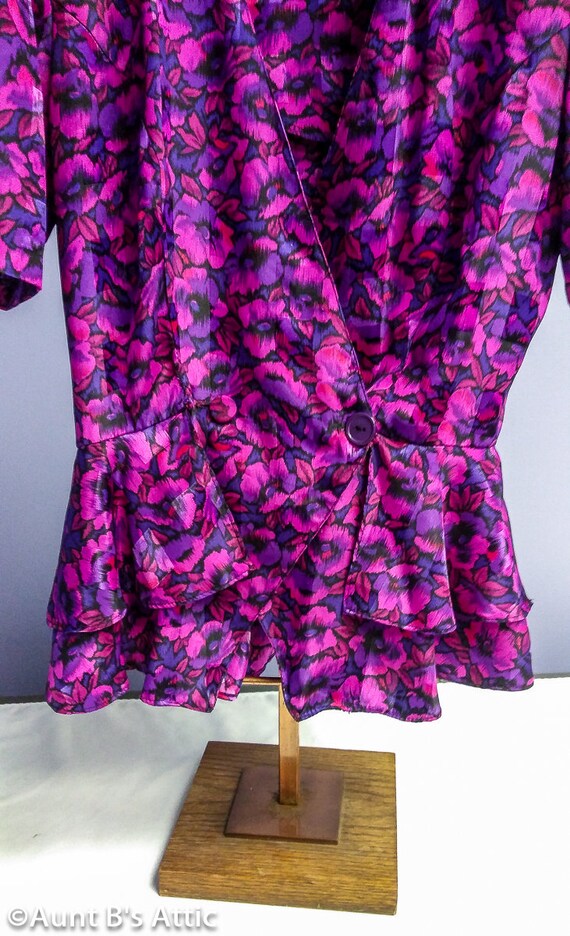 Vintage 80's Blouse Jonathan Martin Pk/Purp Flora… - image 6