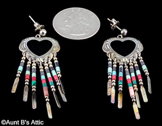 Earrings Native American Navajo OTO Sterling Silv… - image 2