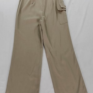Coole Style Vintage 70&#39;s Groovy &quot;&quot;Rit On&quot;&quot; Damen Tan Poly/Cotton Flare Leg Casual Pants Sm.&quot;