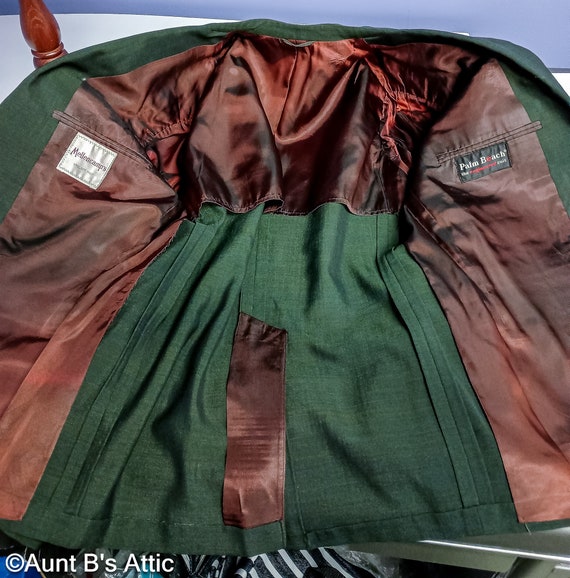 Suit Coat Vintage 60's Palm Beach Dark Green 2 Bu… - image 8