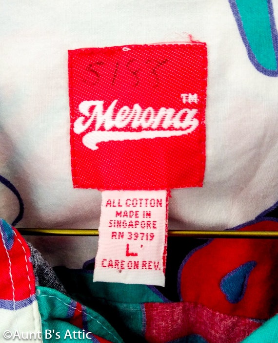 Hawaiian Shirt Vintage 80's-90's Merona 100% Cott… - image 4