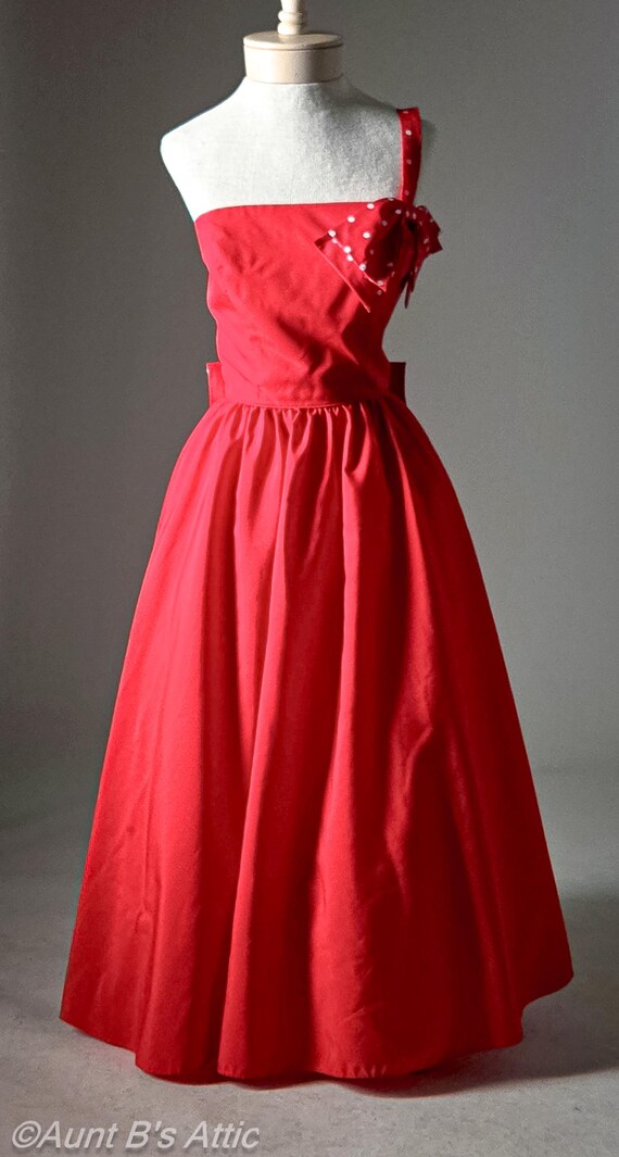 red one shoulder bow dress Red Crepe One Shoulder Bow Gown