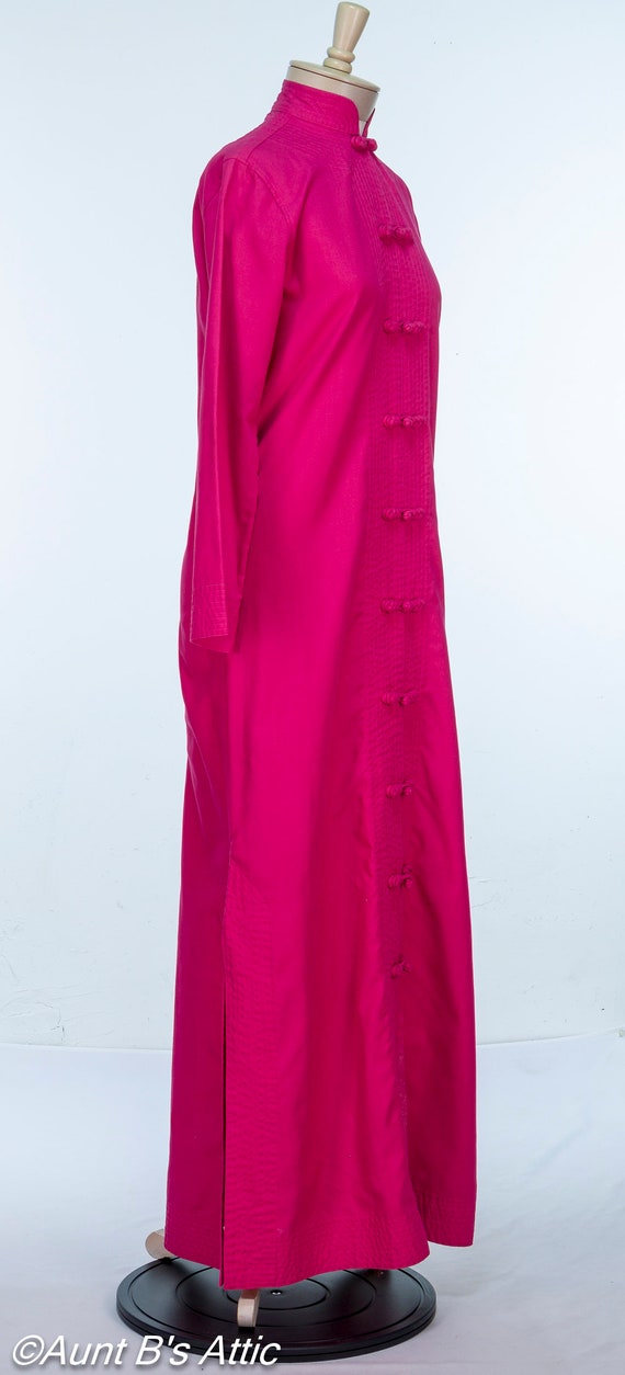 Hot Pink Vintage 80's Asian Tang Style Poly Cotto… - image 4