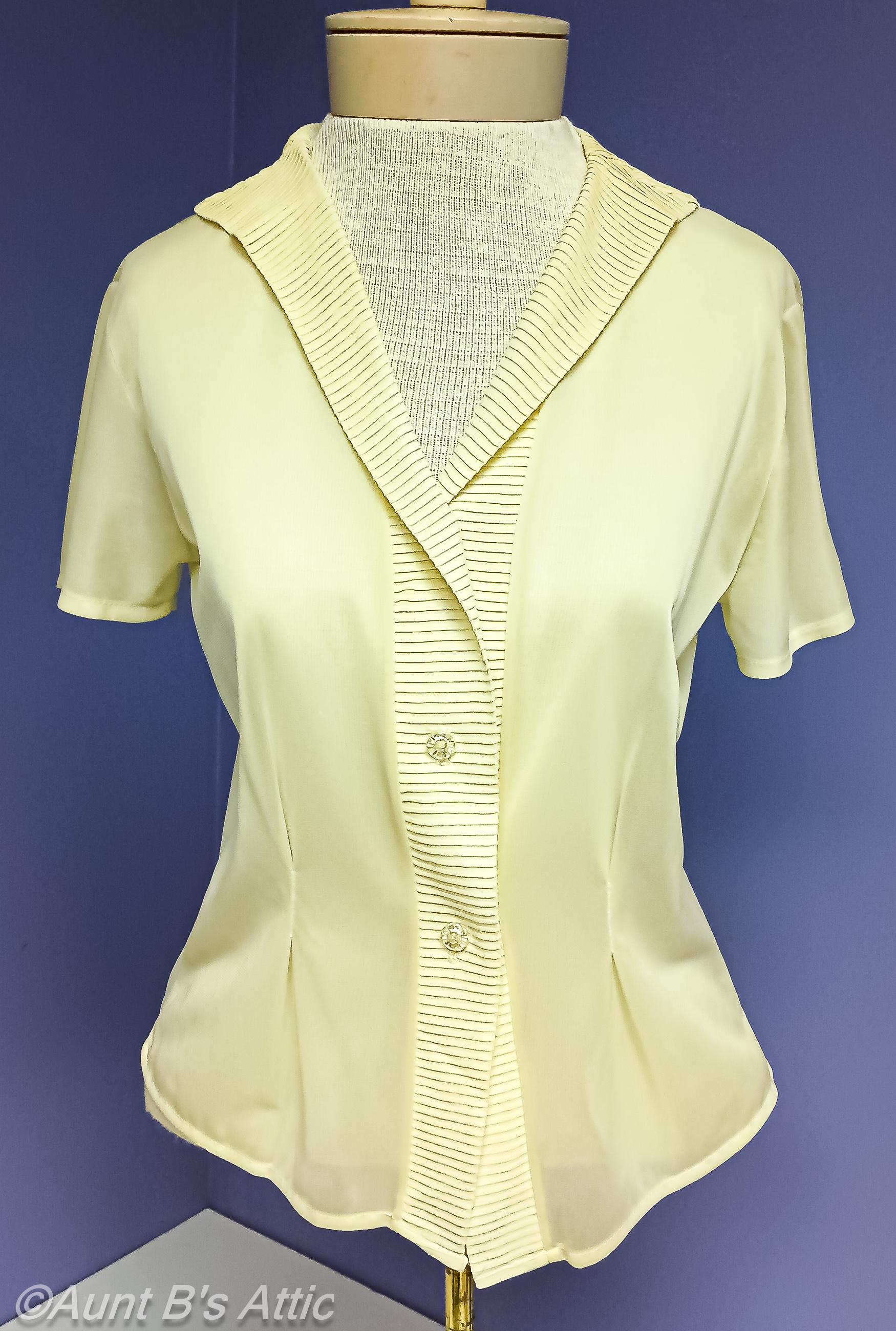 Vintage 50s Nylon Blouse: "Styled By Marlene", Ecru, Size 32