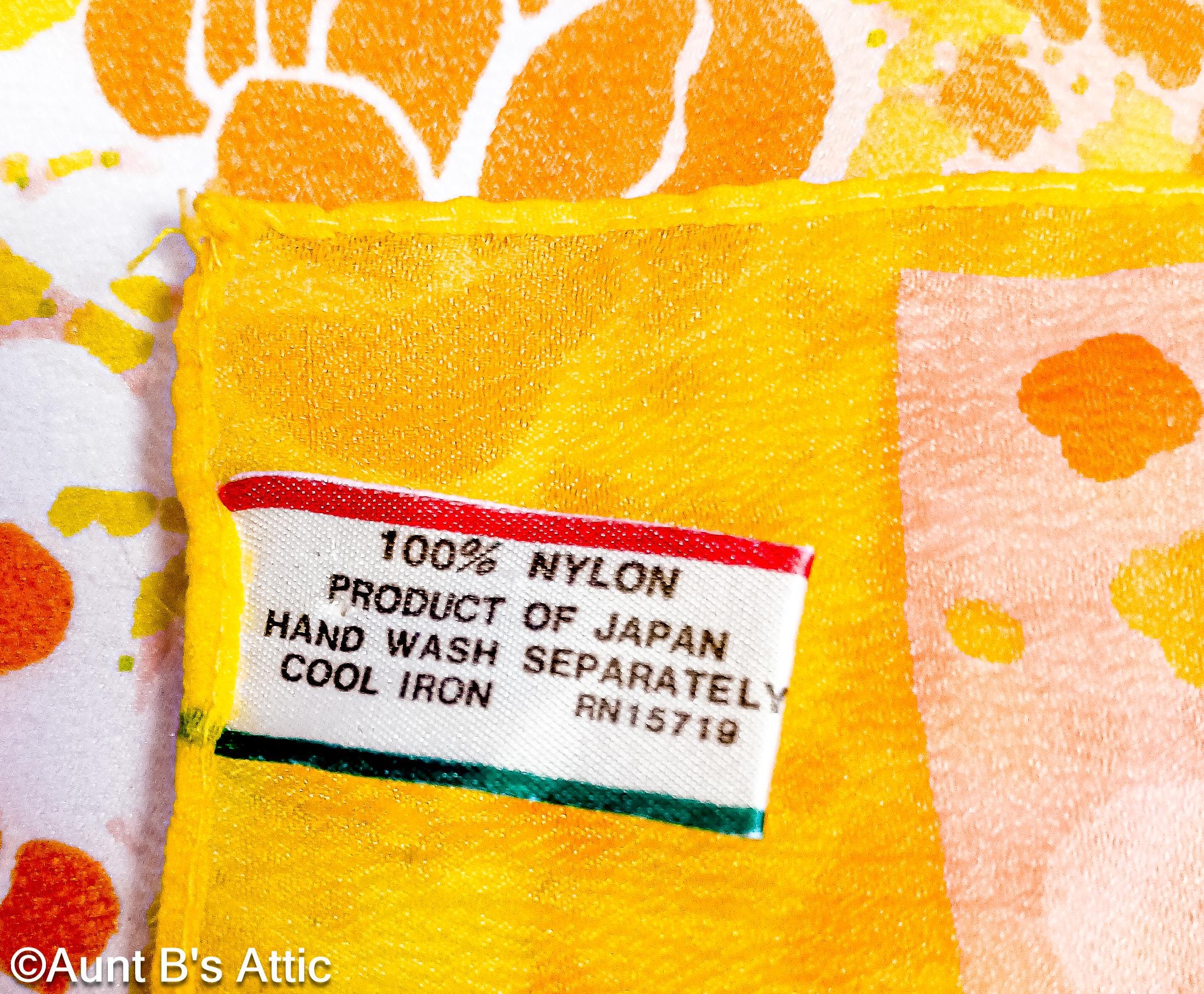 Vintage 60s Floral Nylon Scarf - Morsly of NY - Orange Yellow
