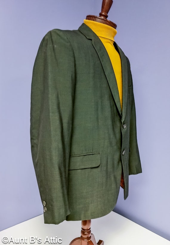 Suit Coat Vintage 60's Palm Beach Dark Green 2 Bu… - image 3