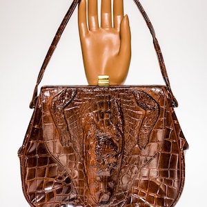 Vintage 40er bis 50er Jahre Faux Baby Alligator Handtasche Verschluss Verschluss Ausgezeichneter Zustand