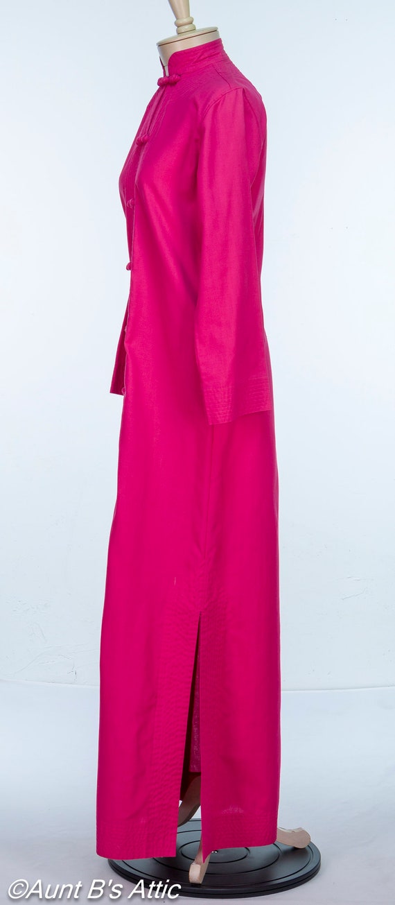 Hot Pink Vintage 80's Asian Tang Style Poly Cotto… - image 2