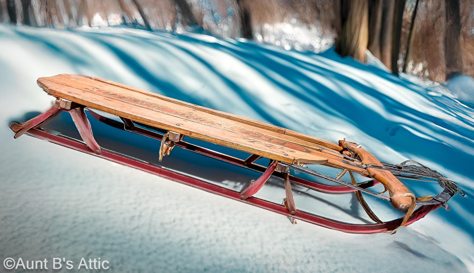Vintage Fleetwing Racer Sled: 1950s Wood & Steel Snow Sled (45