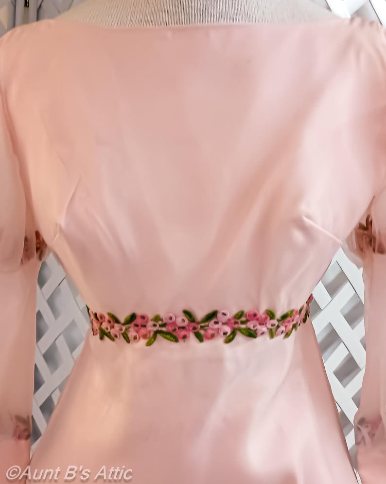 Pink Regency Vintage 60's Pink Regency Gown: Floral Trim, Empire Waist XXS - Etsy