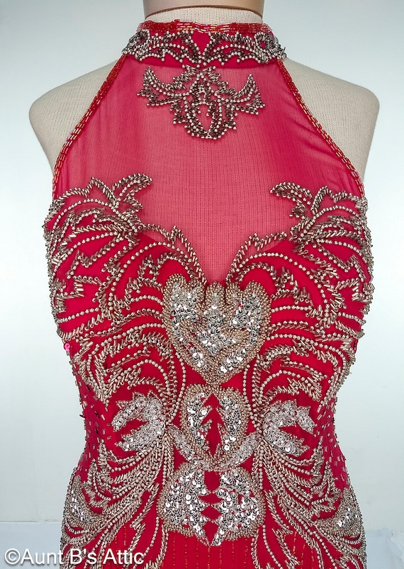 Vintage 80s Alyce Designs Silk Gown: Fuchsia Pink Beaded Halter, Size 10 -  Etsy