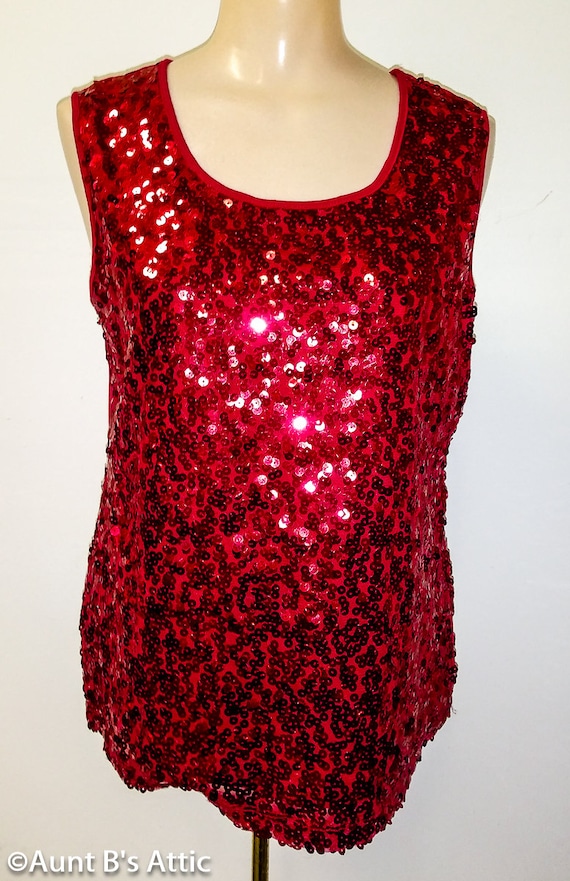 Sexy Disco Ladies Vintage 90's Red Sequin Club/Coc